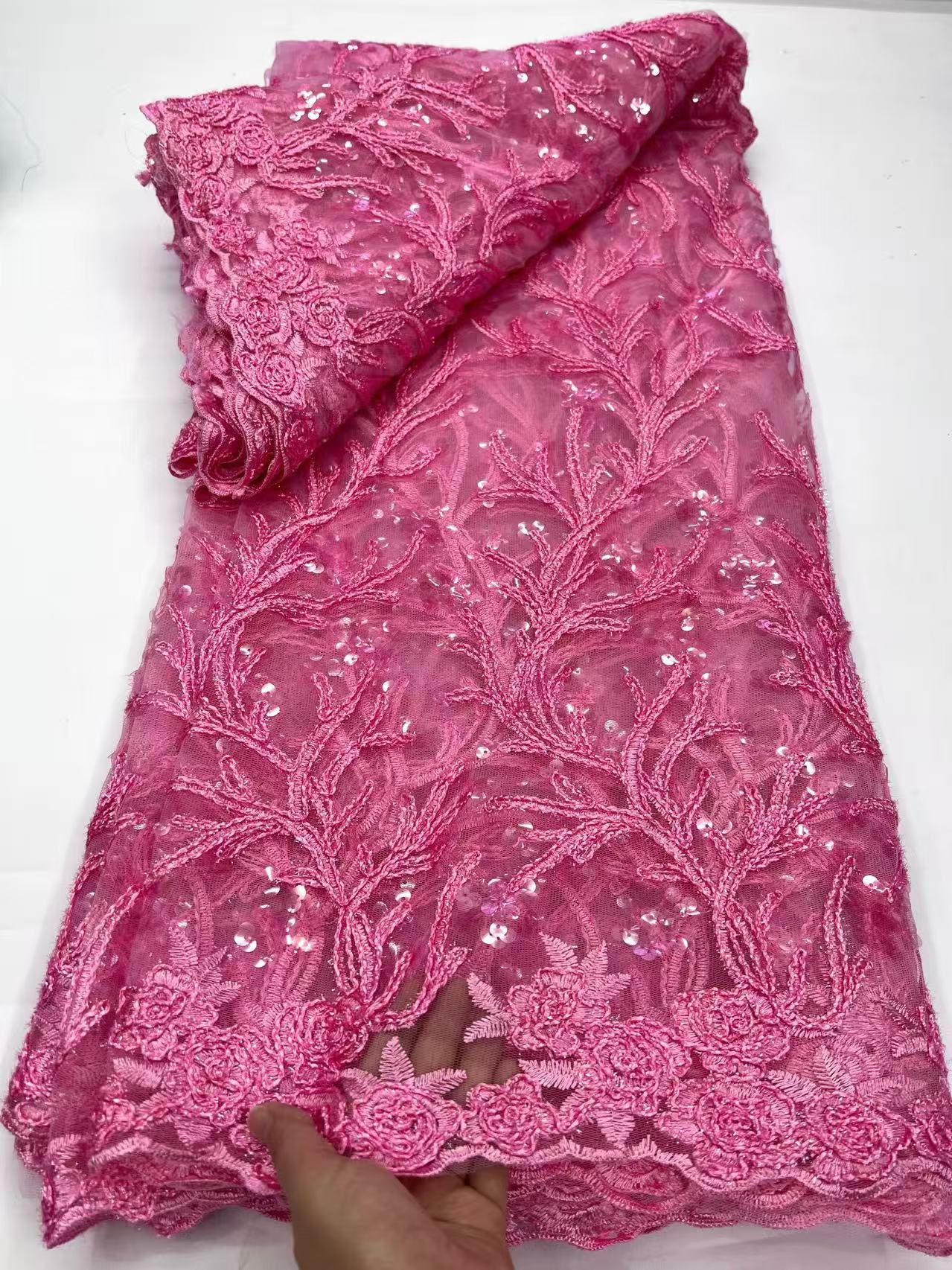Luxury French Tulle Lace Fabri - Sewing Velvet Fabric reseña y precio