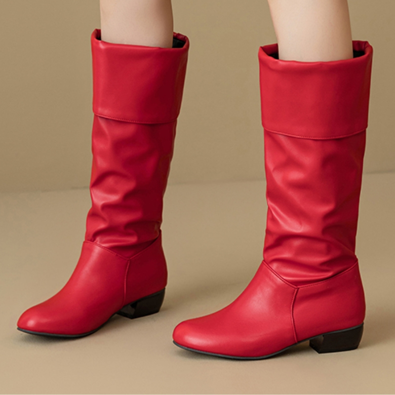 Slip on Knee High Boots Pleate - Sewing Fleece reseña y precio