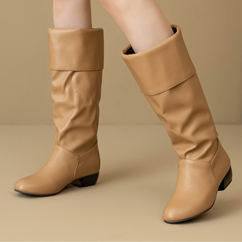 Slip on Knee High Boots Pleate - Sewing Fleece reseña y precio