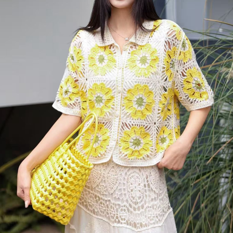 Granny Square Crochet Knit Pol - Sewing Jackets reseña y precio