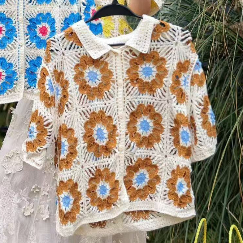 Granny Square Crochet Knit Pol - Sewing Jackets reseña y precio