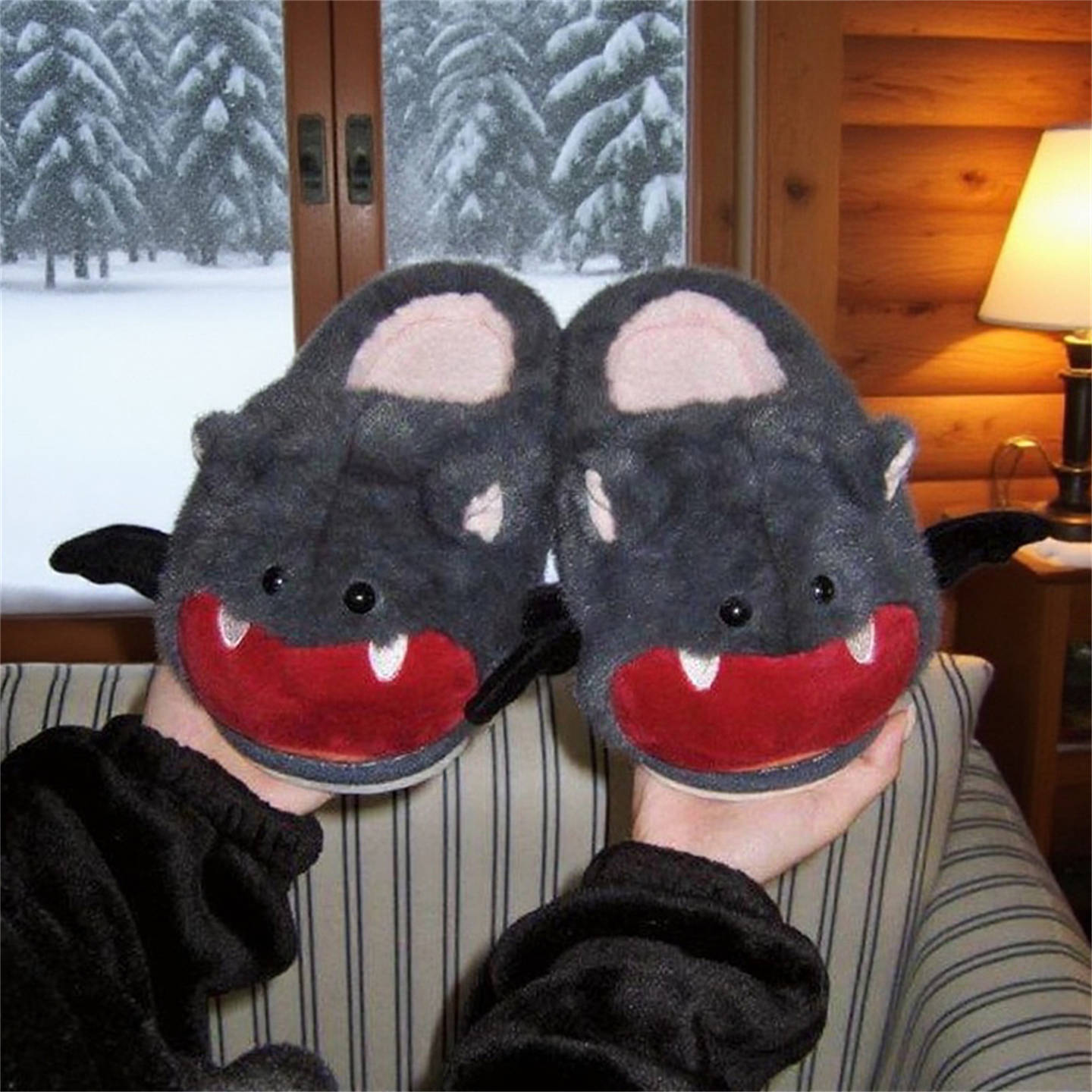 Halloween Bat Plush Slippers W - Sewing Fleece reseña y precio