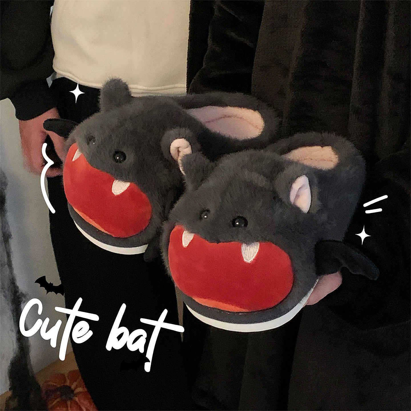 Halloween Bat Plush Slippers W - Sewing Fleece reseña y precio