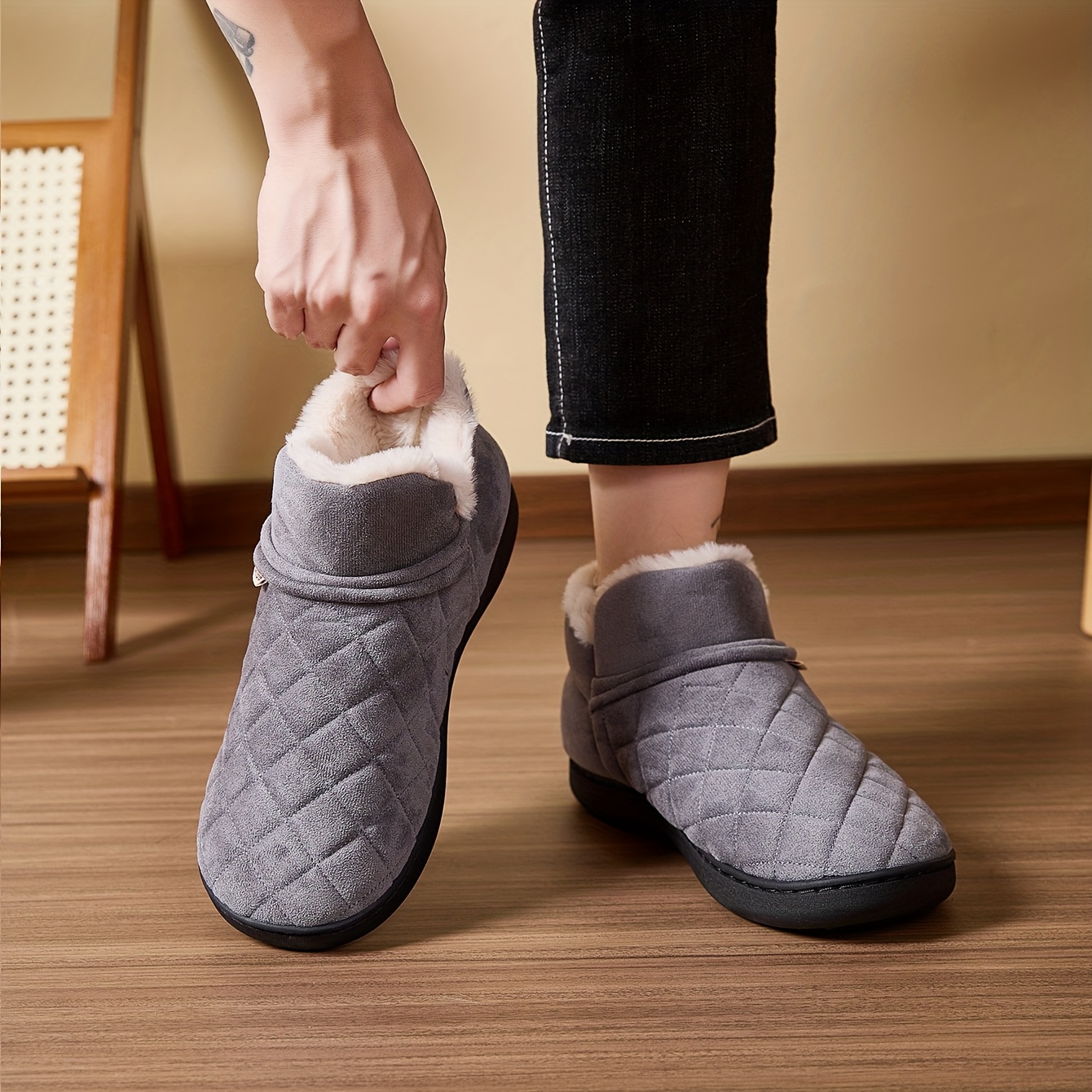 Winter Warm Plush Slippers Men - Sewing Fleece reseña y precio