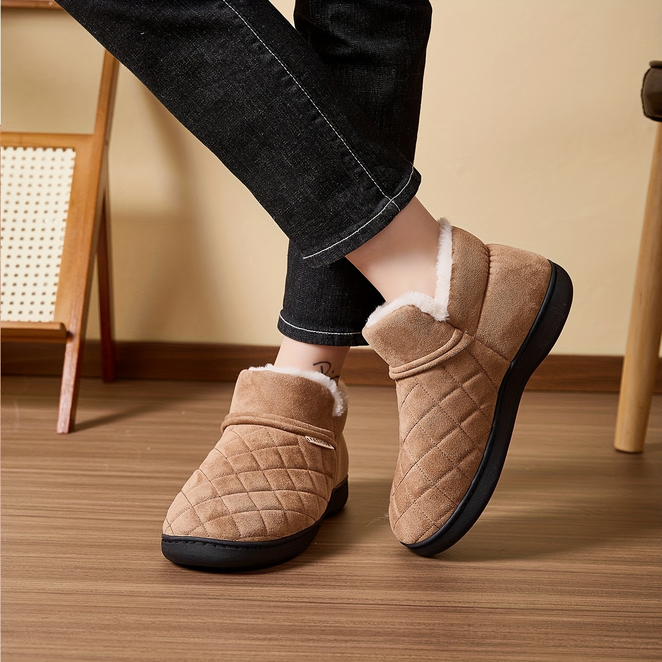 Winter Warm Plush Slippers Men - Sewing Fleece reseña y precio