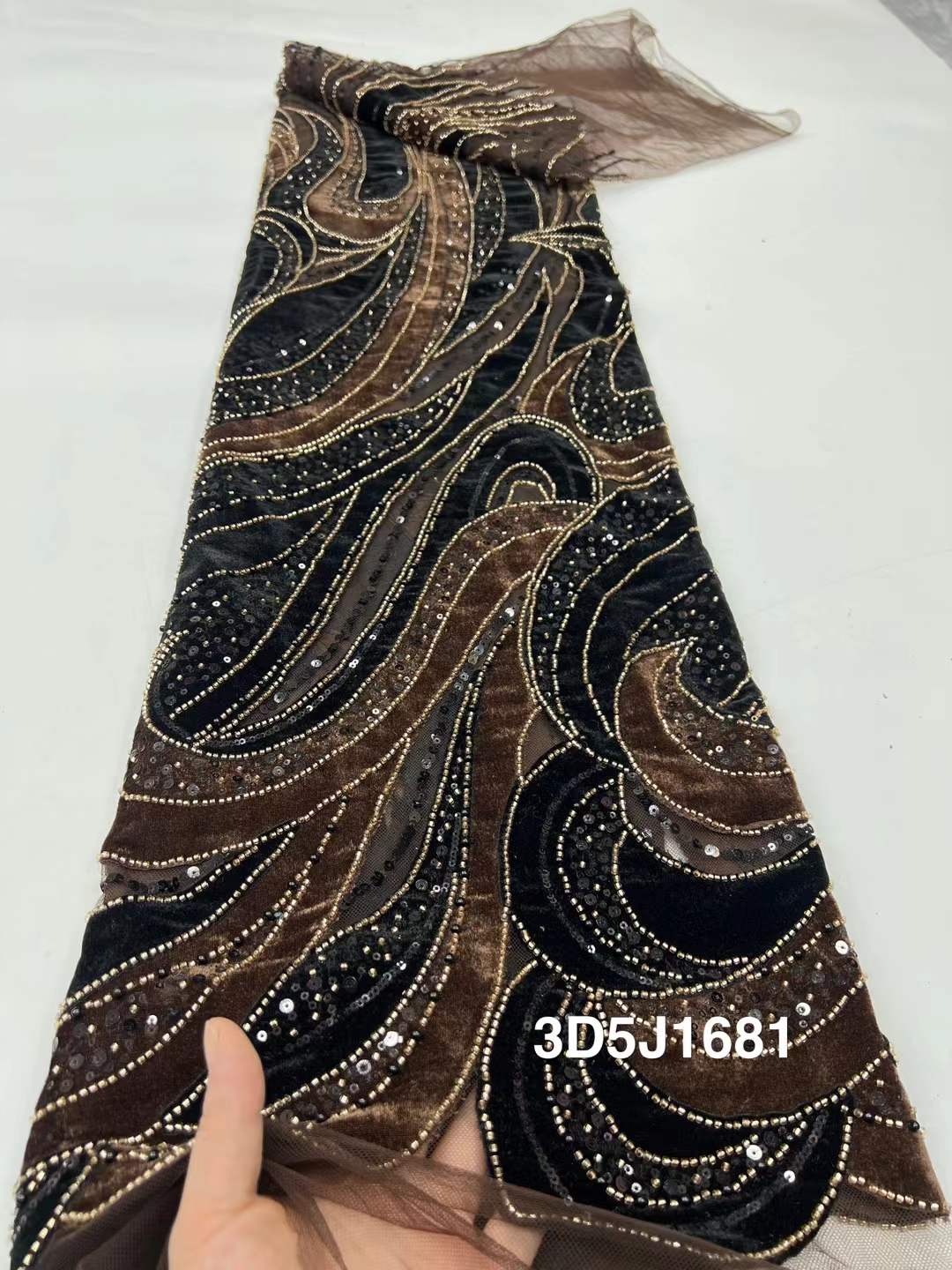 African Beads Velvet Lace Fabr - Sewing Velvet Fabric reseña y precio