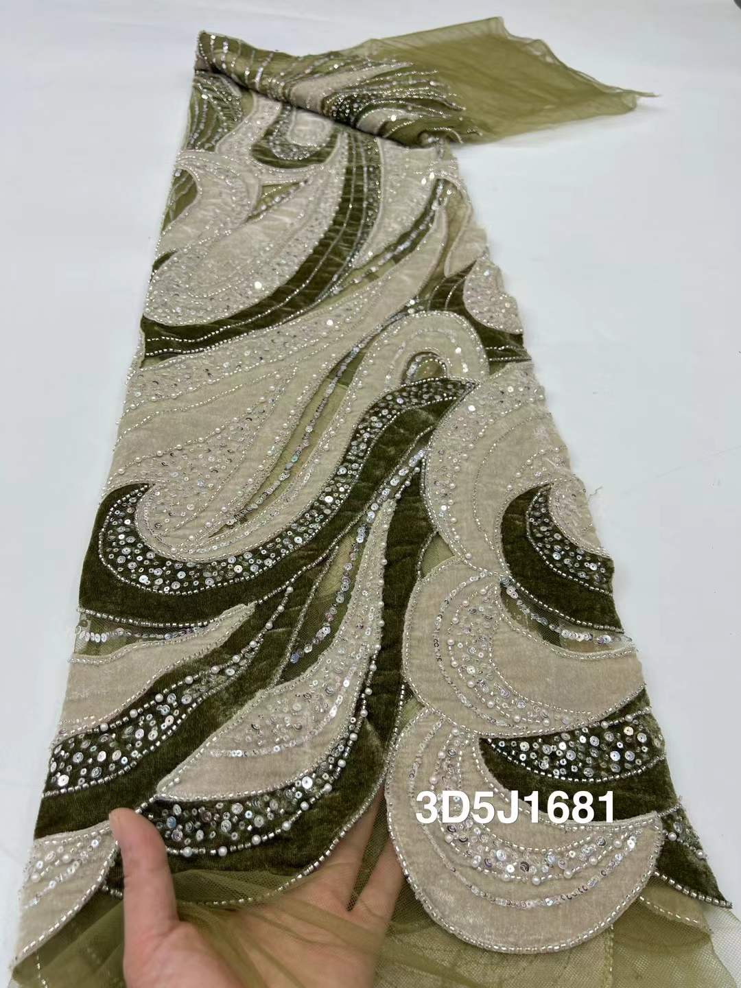 African Beads Velvet Lace Fabr - Sewing Velvet Fabric reseña y precio