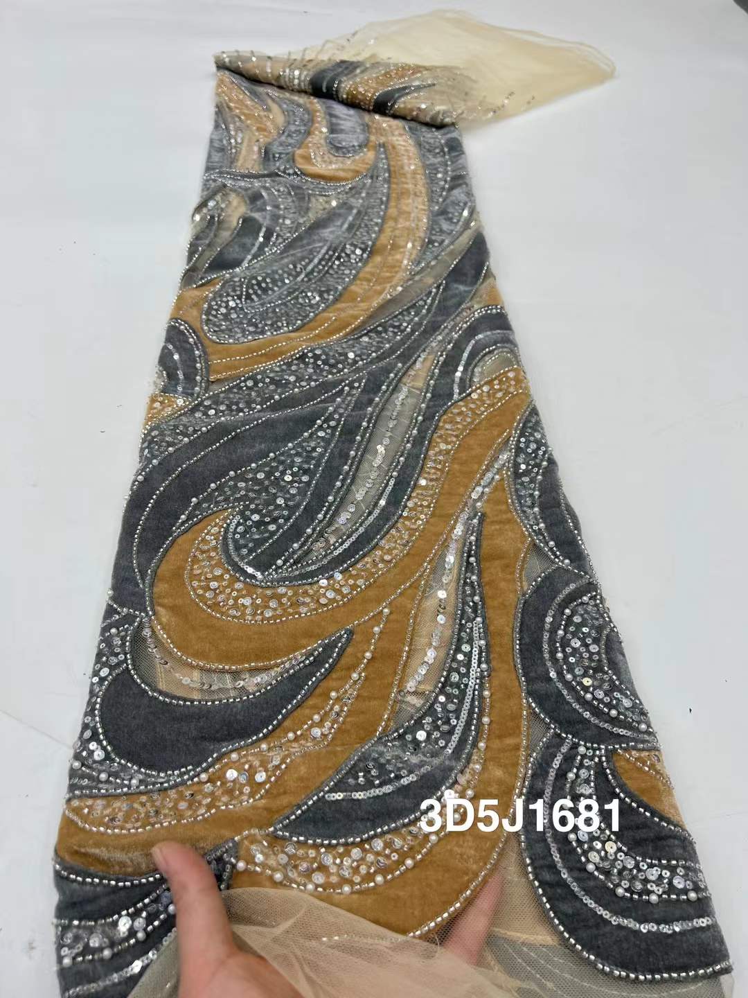African Beads Velvet Lace Fabr - Sewing Velvet Fabric reseña y precio