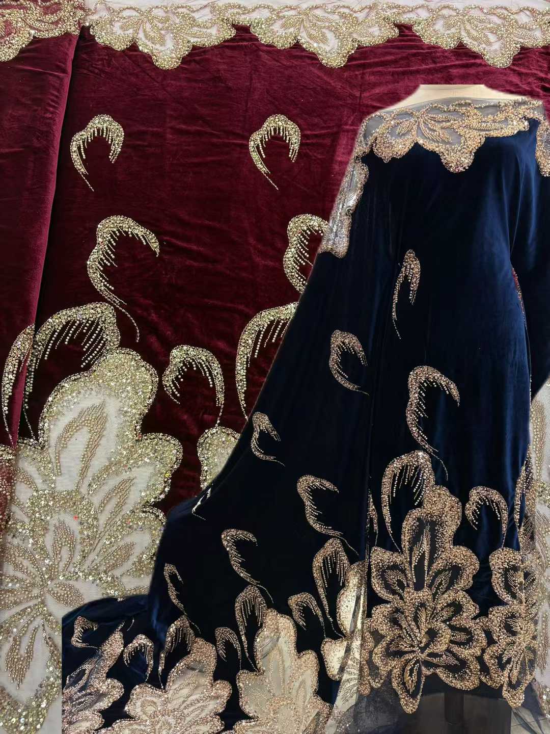 African Velvet Beaded Heavy La - Sewing Velvet Fabric reseña y precio