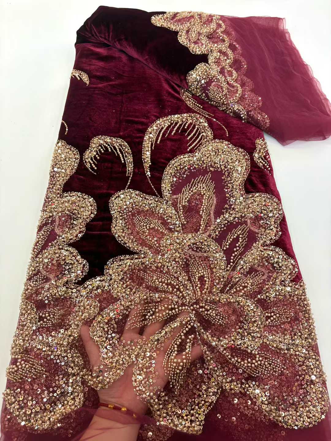 African Velvet Beaded Heavy La - Sewing Velvet Fabric reseña y precio
