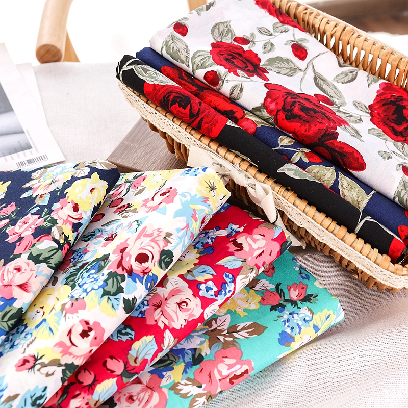 Vintage Rose Printed Fabric fo - Vintage Sewing Textile reseña y precio