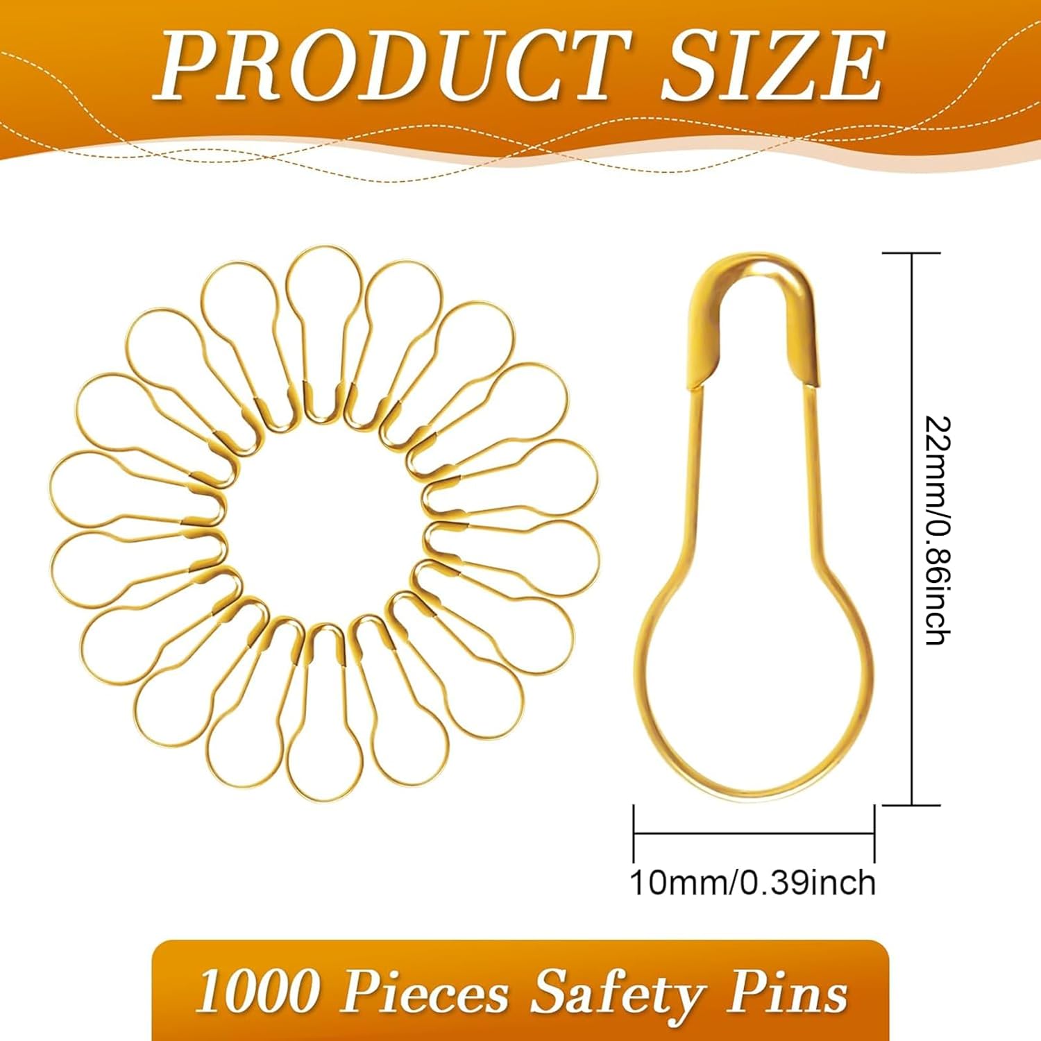 1000 Pcs 22mm Gold Safety Pins - Sewing Production reseña y precio