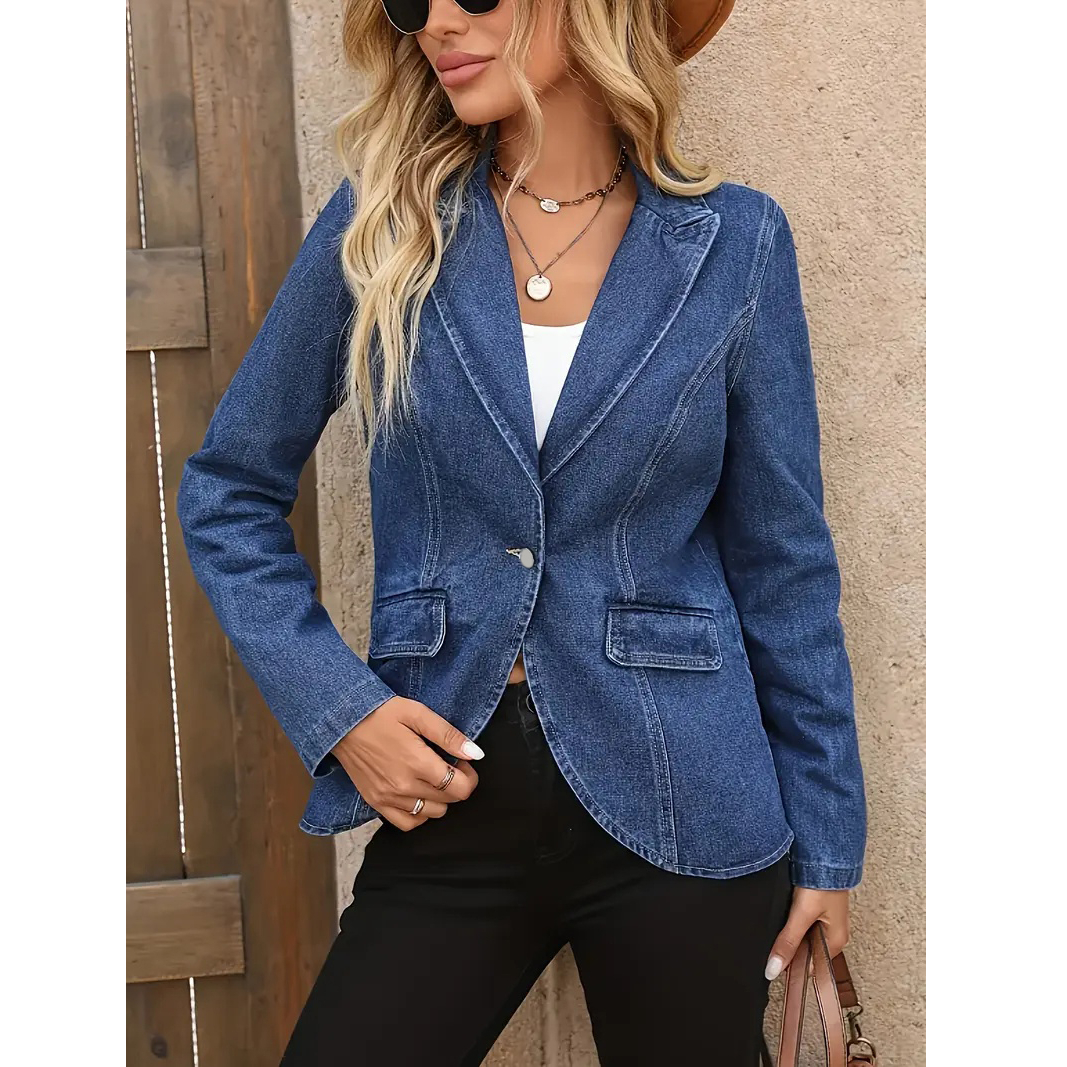Women's Denim Blazer Jacket Pl - Sewing Jackets reseña y precio