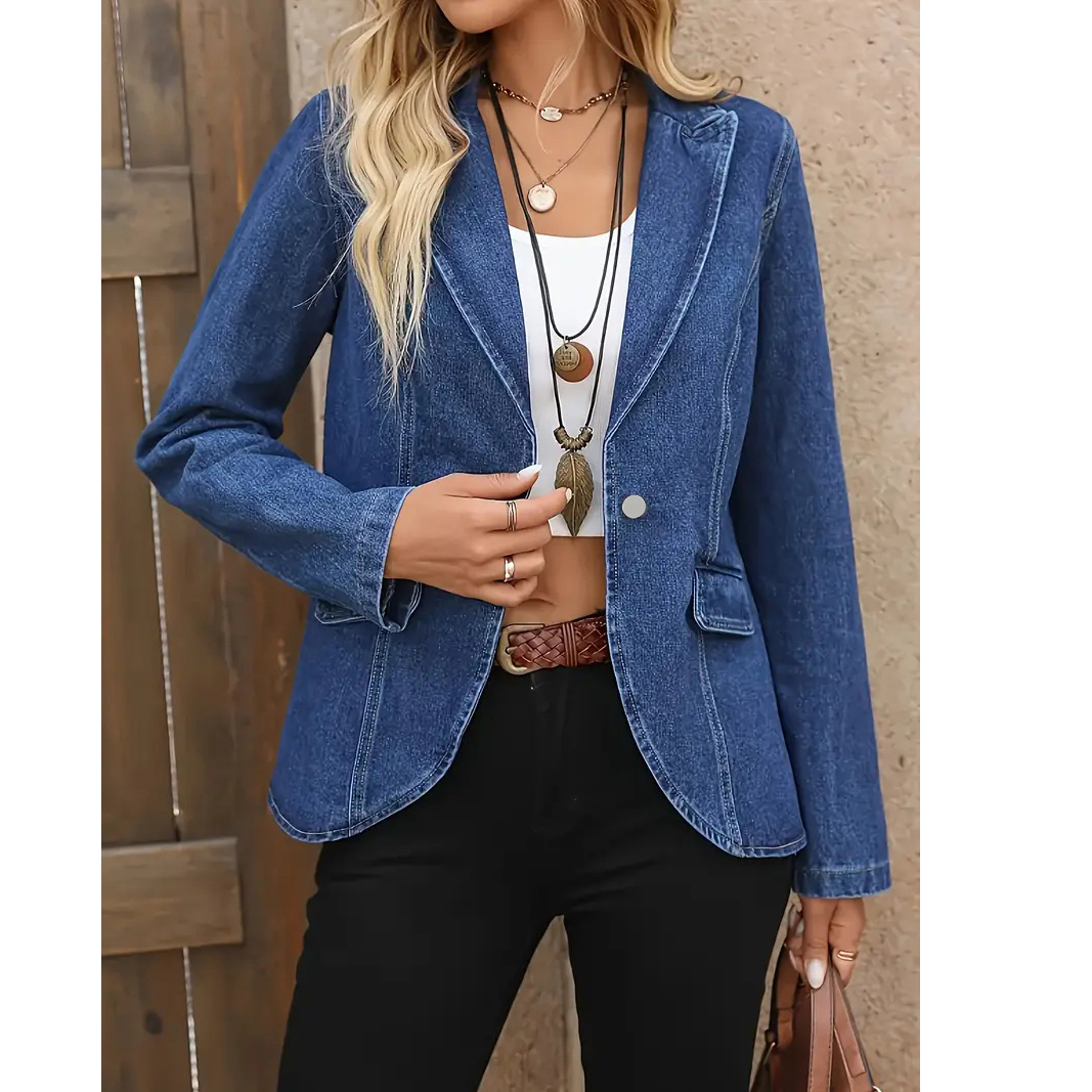 Women's Denim Blazer Jacket Pl - Sewing Jackets reseña y precio