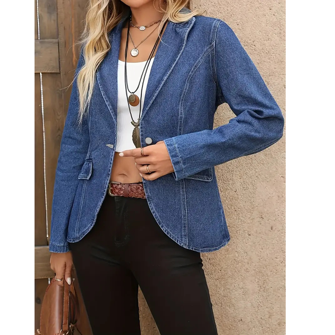 Women's Denim Blazer Jacket Pl - Sewing Jackets reseña y precio