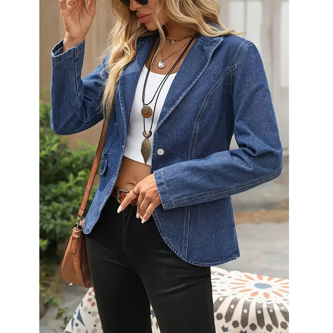 Women's Denim Blazer Jacket Pl - Sewing Jackets reseña y precio