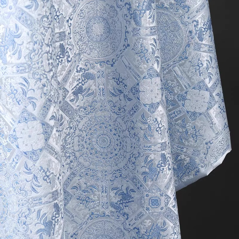 Sky Blue Jacquard Sewing Fabri - Vintage Sewing Textile reseña y precio