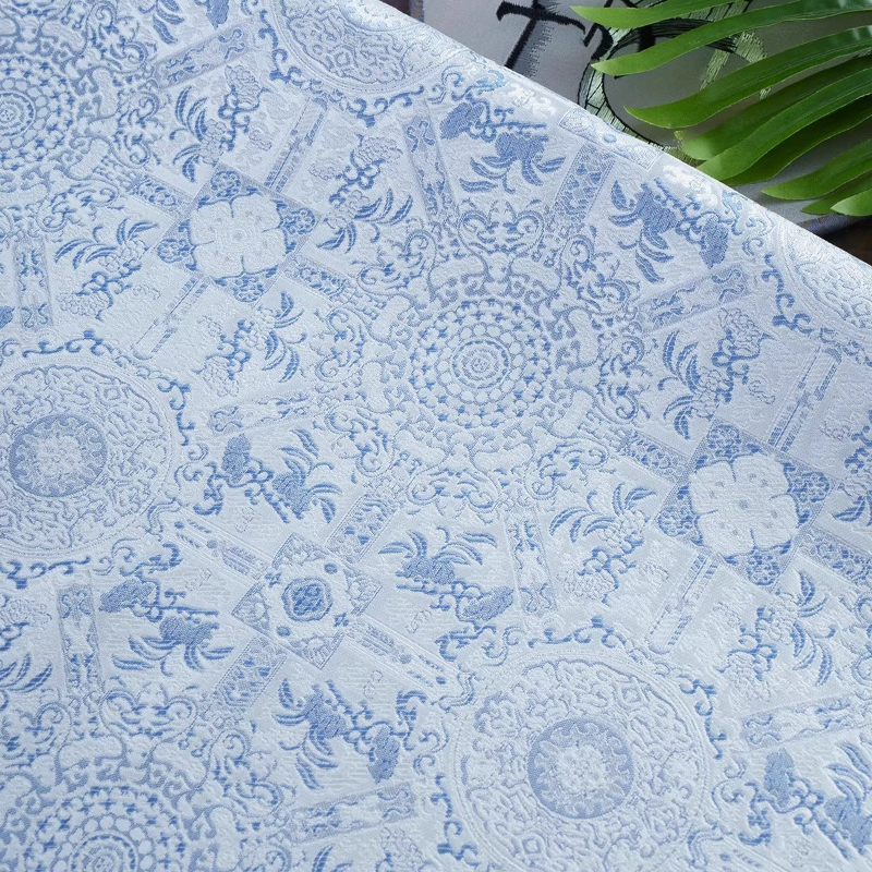 Sky Blue Jacquard Sewing Fabri - Vintage Sewing Textile reseña y precio