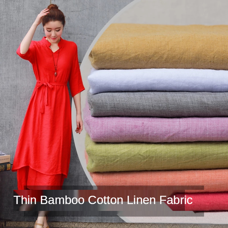 Thin Bamboo Linen Cotton Fabri - Vintage Sewing Textile reseña y precio